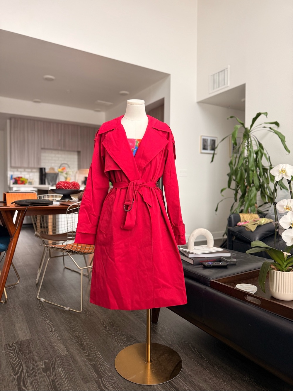 Women's Red Trench Coat with Belt / Michael Kors